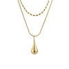 Wholesale Double Chain Titanium Steel Water Drop Shape Electroplated Necklace For Women