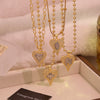 Wholesale Double Color Love Cross Heart Shape Copper Microinlaid Zircon Pendant Necklace Accessories