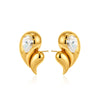Wholesale Double Drop Earrings Copper Plated Gold White Diamond For Women Personality Minimalist Style