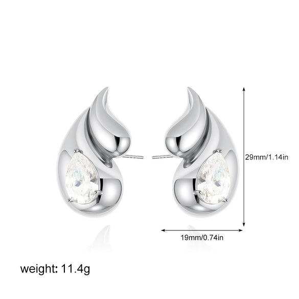 Wholesale Double Drop Earrings Copper Plated Gold White Diamond For Women Personality Minimalist Style