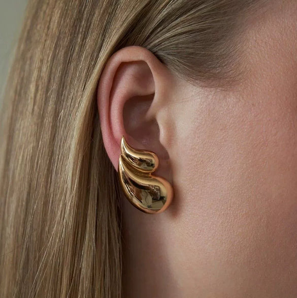 Wholesale Double Drop Earrings Copper Plated Gold White Diamond For Women Personality Minimalist Style