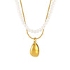 Wholesale Double Layer Bead Necklace Stainless Steel Pvd Electroplated Geometric Light Luxury Fashion Jewelry