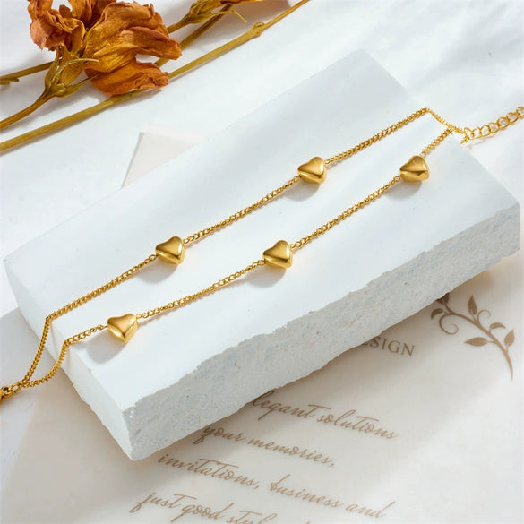 Wholesale Double Layer Chain Love Simple All Match Titanium Steel Bracelet With Geometric Pattern And Electroplating Treatment
