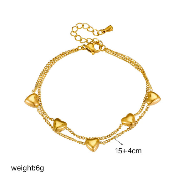 Wholesale Double Layer Chain Love Simple All Match Titanium Steel Bracelet With Geometric Pattern And Electroplating Treatment