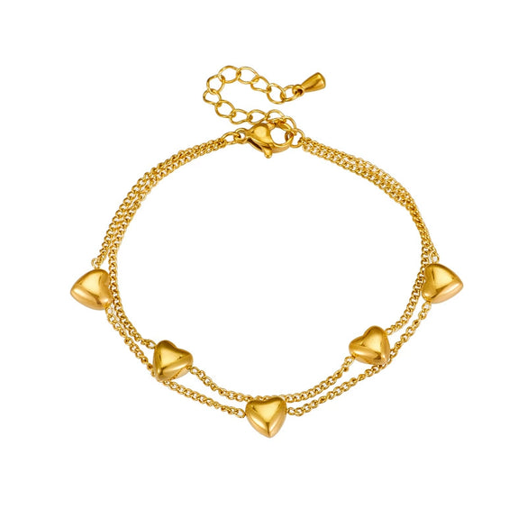 Wholesale Double Layer Chain Love Simple All Match Titanium Steel Bracelet With Geometric Pattern And Electroplating Treatment