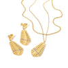 Wholesale Double Layer Leaf Pendant Stainless Steel Jewelry Set For Women With 18K Gold Plated Vacuum Plating And Geometric Design