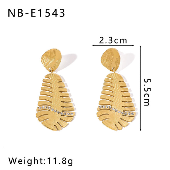 Wholesale Double Layer Leaf Pendant Stainless Steel Jewelry Set For Women With 18K Gold Plated Vacuum Plating And Geometric Design