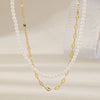 Wholesale Double Layer Necklace Handmade With Glass Beads And Copper In Geometric Style For Women