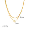 Wholesale Double Layer Necklace Titanium Steel Beaded Tree Of Life Pendant Electroplating Fashion Retro Irregular Women's Accessories