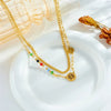 Wholesale Double Layer Necklace Titanium Steel Beaded Tree Of Life Pendant Electroplating Fashion Retro Irregular Women's Accessories