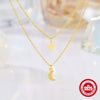 Wholesale Double Layer Stacked Star Moon Necklace In 925 Sterling Silver With Electroplating Treatment For Women