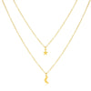 Wholesale Double Layer Stacked Star Moon Necklace In 925 Sterling Silver With Electroplating Treatment For Women