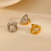 Wholesale Double Layer Titanium Steel Ear Clip Earrings With Geometric Pattern And Electroplating Simple Style