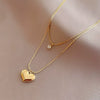 Wholesale Double Layer Titanium Steel Heart Shaped Love Pendant Clavicle Chain For Women With Niche Design Sense