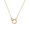 Wholesale Double Ring Necklace 925 Sterling Silver Geometric Interlocking 14K Gold Plated Ochain For Women