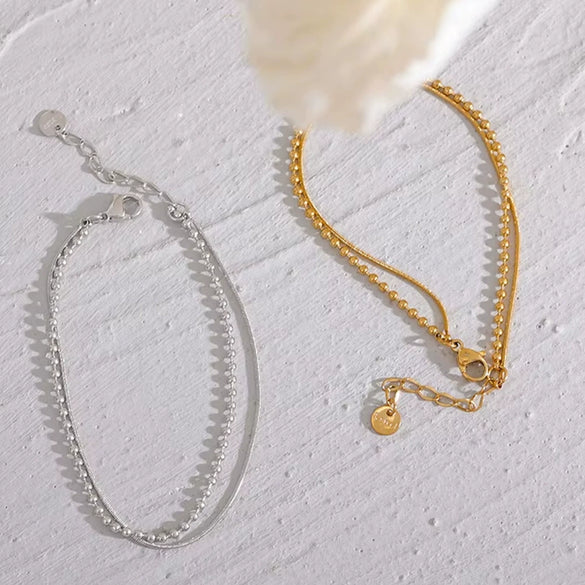 Wholesale Double Titanium Steel Electroplated Bracelet For Girls Light Luxury Style Fashion Jewelry
