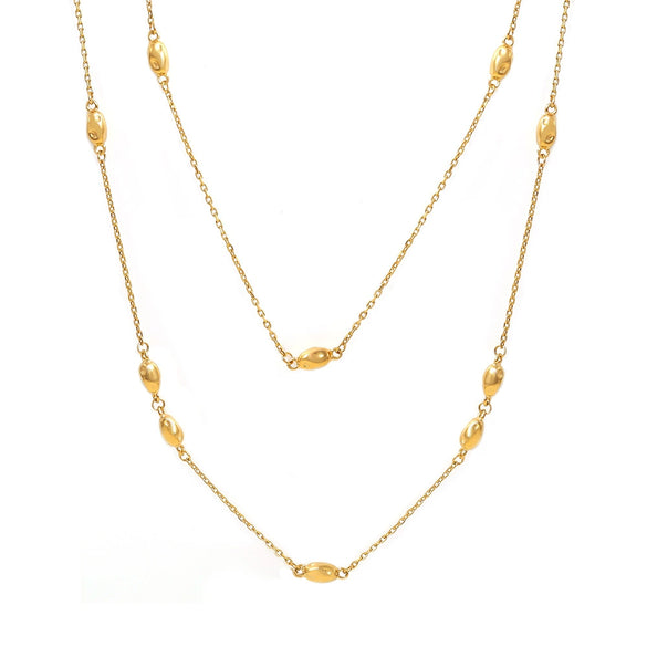 Wholesale Doublelayer Beaded Sweater Chain Light Luxury Titanium Steel Geometric Electroplated Long Necklace For Women