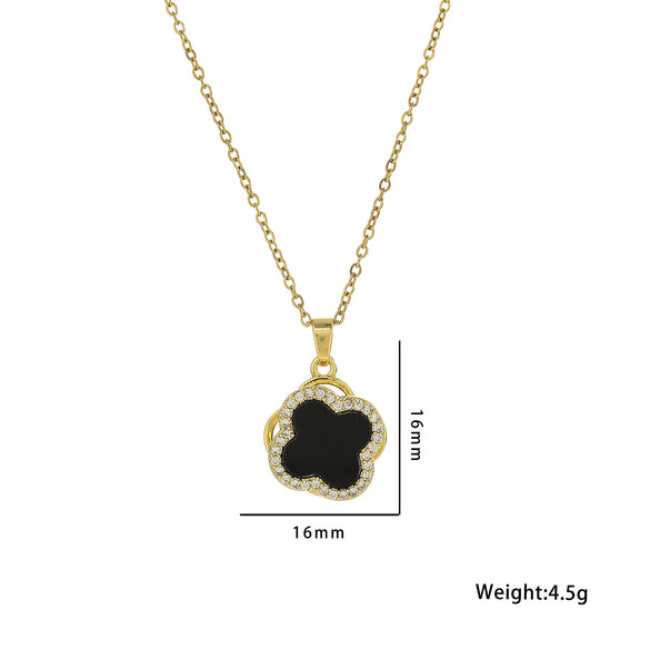 Wholesale Doublelayer Clover 360Degree Rotating Ochain Necklace Titanium Steel Electroplated In Vacuum Furnace For Women