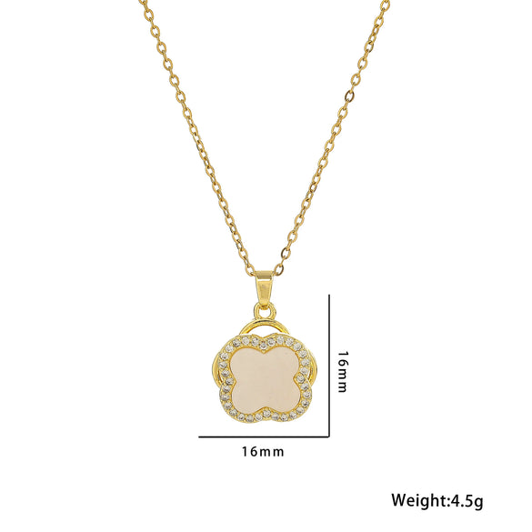 Wholesale Doublelayer Clover 360Degree Rotating Ochain Necklace Titanium Steel Electroplated In Vacuum Furnace For Women