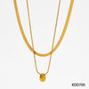 Wholesale Doublelayer Dropshaped Titanium Steel And Stainless Steel Pendant Necklace With Snake Bone Chain In Simple Style And Electroplating Treatment