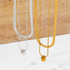 Wholesale Doublelayer Dropshaped Titanium Steel And Stainless Steel Pendant Necklace With Snake Bone Chain In Simple Style And Electroplating Treatment