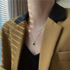 Wholesale Doublelayer Electroplated Black Titanium Steel Heart Shape Pendant Necklace With O Word Chain Unisex Light Luxury Hiphop Trendy Accessory