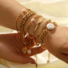 Wholesale Doublelayer Flat Snake And Cuban Chain Goldplated Stainless Steel Cross Bracelet With Geometric Pattern And Vacuum Plating In 18K Furnace For Women And Unisex