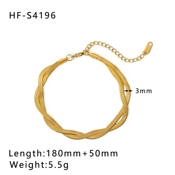 Wholesale Doublelayer Flat Snake And Cuban Chain Goldplated Stainless Steel Cross Bracelet With Geometric Pattern And Vacuum Plating In 18K Furnace For Women And Unisex