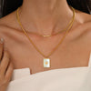 Wholesale Doublelayer Geometric Square Shell Necklace For Women Stainless Steel And Titanium Steel Electroplated Design