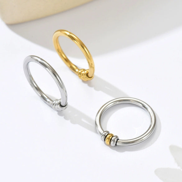 Wholesale Doublelayer Knotted Winding Geometric Stainless Steel Electroplated Opening Ring Unisex Hand Jewelry