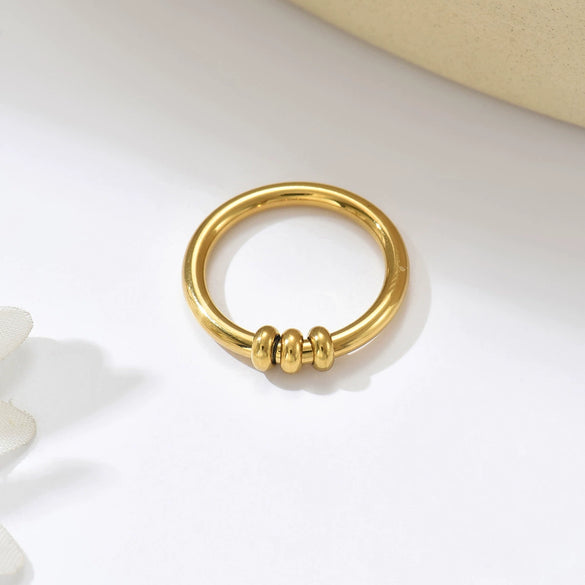 Wholesale Doublelayer Knotted Winding Geometric Stainless Steel Electroplated Opening Ring Unisex Hand Jewelry