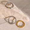 Wholesale Doublelayer Knotted Winding Geometric Stainless Steel Electroplated Opening Ring Unisex Hand Jewelry