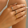 Wholesale Doublelayer Knotted Winding Geometric Stainless Steel Electroplated Opening Ring Unisex Hand Jewelry