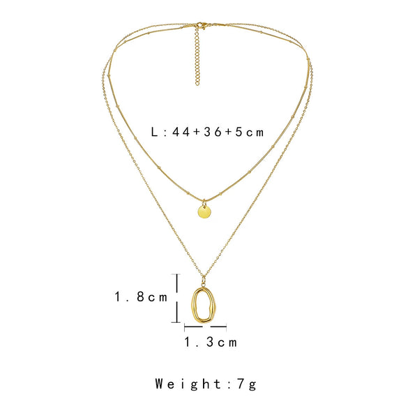 Wholesale Doublelayer Stainless Steel And Titanium Steel Oshaped Oval Circle Necklace With Geometric Design For Women Electroplated