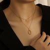 Wholesale Doublelayer Stainless Steel And Titanium Steel Oshaped Oval Circle Necklace With Geometric Design For Women Electroplated
