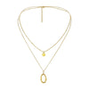 Wholesale Doublelayer Stainless Steel And Titanium Steel Oshaped Oval Circle Necklace With Geometric Design For Women Electroplated