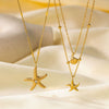Wholesale Doublelayer Starfish Shell Clavicle Chain Necklace For Women With Animal Zodiac Patterns Made Of Titanium Steel And Electroplated