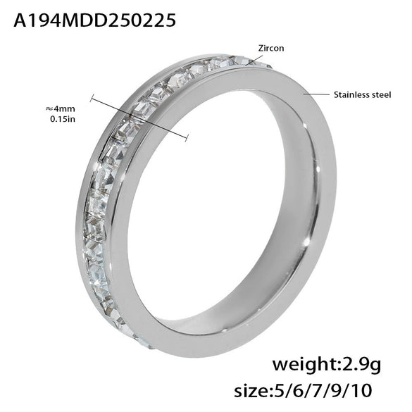 Wholesale Doublelayer Zircon Food Finger Ring In Light Luxury Style Made Of Stainless Steel With 18K Real Gold Plated And Geometric Shape