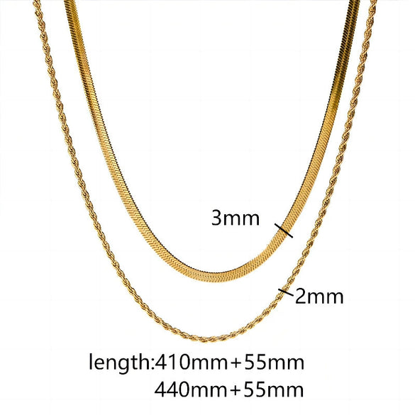 Wholesale Doublelayered Geometric Stainless Steel Blade Chain Necklace For Women With Pvd Furnace Vacuum Real Gold Plating