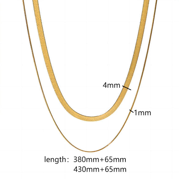 Wholesale Doublelayered Geometric Stainless Steel Blade Chain Necklace For Women With Pvd Furnace Vacuum Real Gold Plating