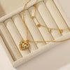 Wholesale Doublelayered Heartshaped Colored Diamond Necklace For Women Stainless Steel And Titanium Steel Electroplated Ball Chain