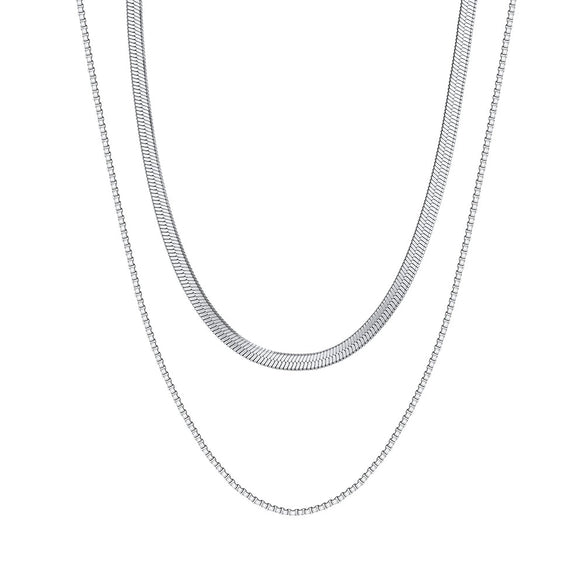 Wholesale Doublelayered Snake Bone Chain Necklace For Women Geometric Retro Gold Electroplated Calendering Chain