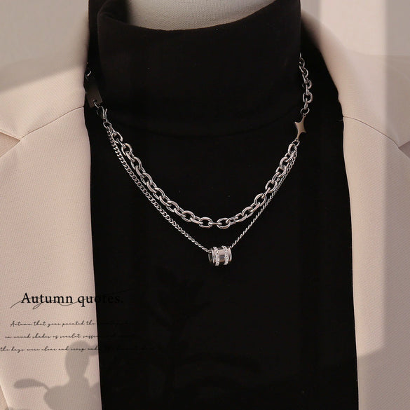Wholesale Doublelayered Starshaped Geometric Twist Chain Necklace For Women With Vacuum Plating In Furnace