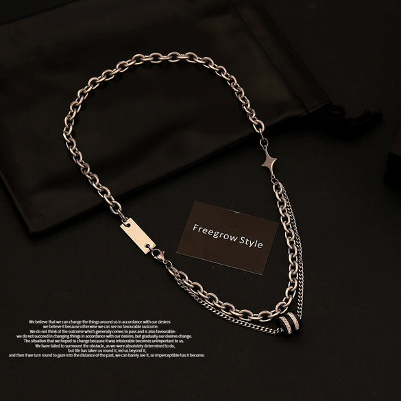 Wholesale Doublelayered Starshaped Geometric Twist Chain Necklace For Women With Vacuum Plating In Furnace