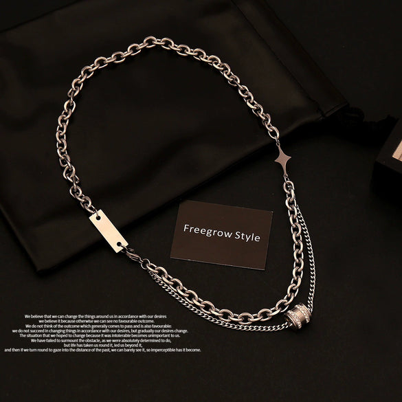 Wholesale Doublelayered Starshaped Geometric Twist Chain Necklace For Women With Vacuum Plating In Furnace