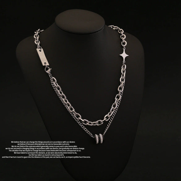 Wholesale Doublelayered Starshaped Geometric Twist Chain Necklace For Women With Vacuum Plating In Furnace