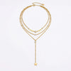 Wholesale Doublelayered Tassel Geometric Stainless Steel Necklace With Electroplating Design For Women