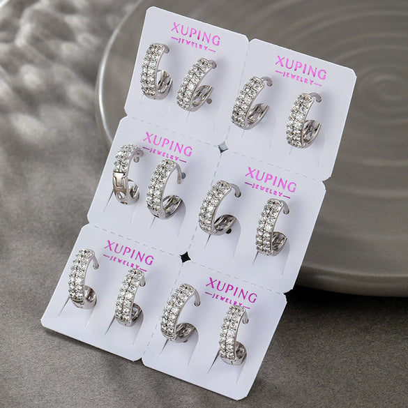 Wholesale Doublerow Zircon Earrings Alloy Electroplating Minimalist Style For Women