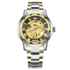 Wholesale Doublesided Cut Out Mechanical Men's Watch With Alloy Case And Stainless Steel Strap Round Dial
