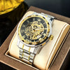 Wholesale Doublesided Cut Out Mechanical Men's Watch With Alloy Case And Stainless Steel Strap Round Dial